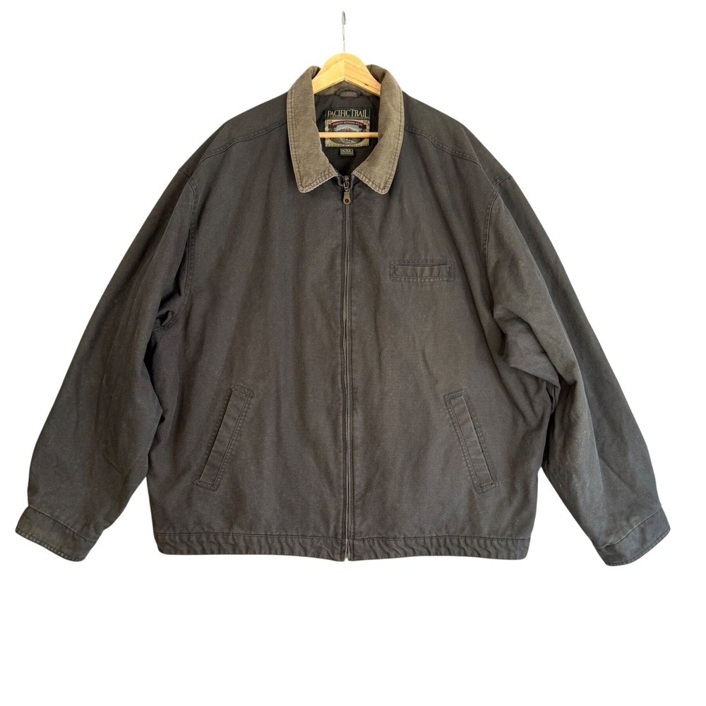 Vintage 90s Canvas Jacket Mens XXL Black Corduroy Plaid Lined Gorp Workwear Barn
